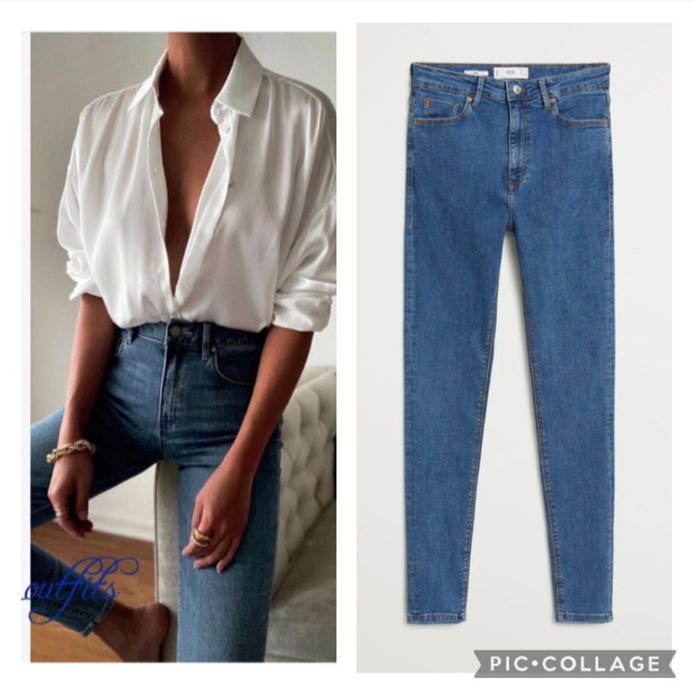 MANGO high waist skinny stretchy jeans blogger favorite zara competitor brand
